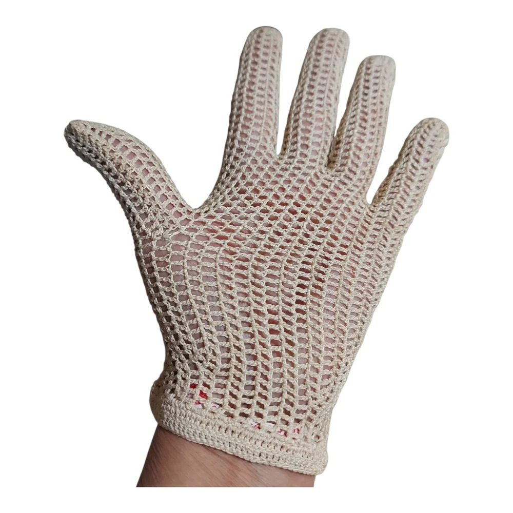 Gorgeous Handmade in France Lacy Crocheted Gloves